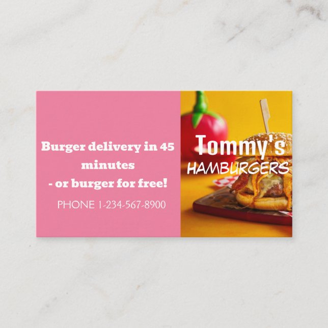 Hamburger Delivery Discount Sale Offer Business Card (Front)