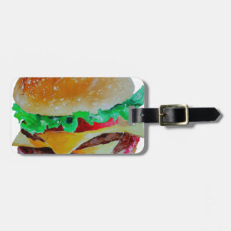 hamburger design, original painting luggage tag