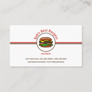 Hamburger Diner Fast Food Restaurant Business Logo Card