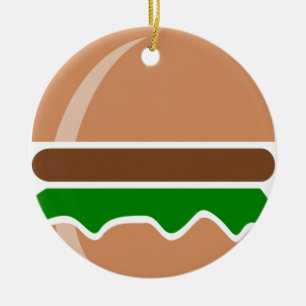 Hamburger fast food a sandwich ceramic tree decoration