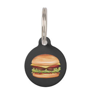 Hamburger Fast Food Cartoon Illustration Pet Tag