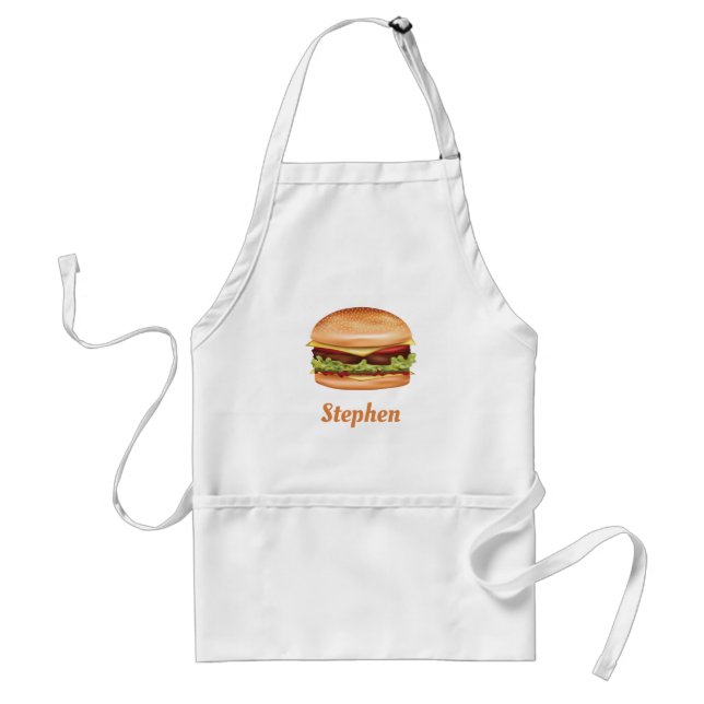 Hamburger Fast Food Illustration With Custom Name Standard Apron (Front)