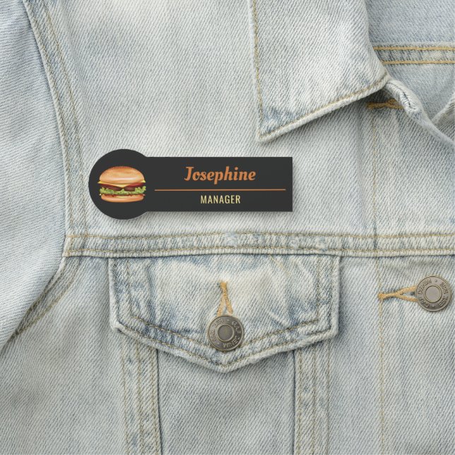 Hamburger Fast Food Restaurant Or Diner Custom Name Tag (In Situ)