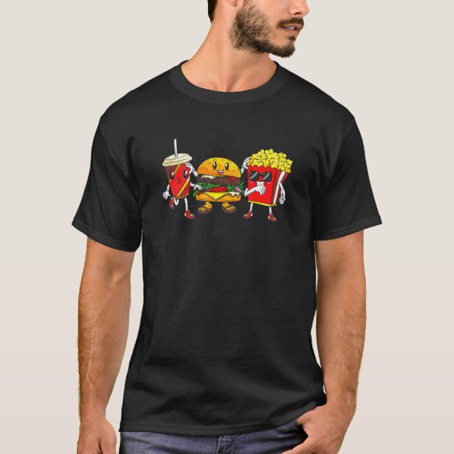 Hamburger Fries High Five-Cool Fastfood Combo Snac T-Shirt (Front)