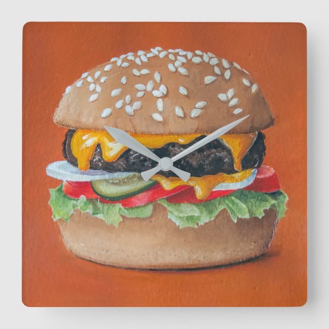 Hamburger Illustration kitchen wall clock (Front)