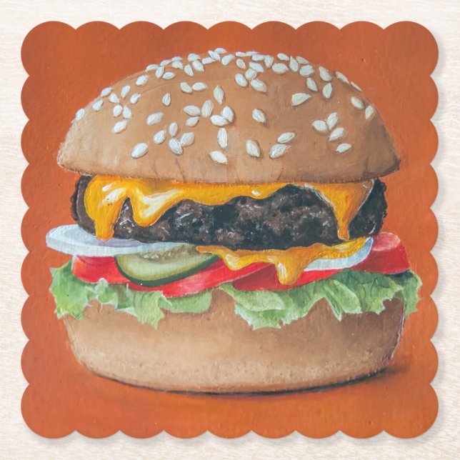 Hamburger Illustration paper coasters (Front)