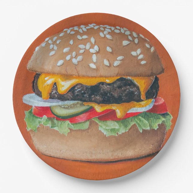 Hamburger Illustration paper plates (Front)