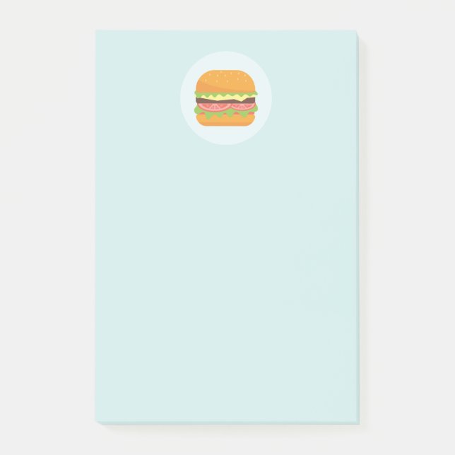 Hamburger Illustration with Tomato and Lettuce Post-it Notes (Front)