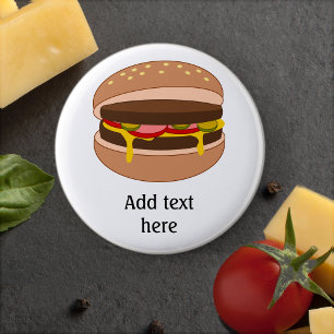 Hamburger in Bun Image - Add Your Text 6 Cm Round Badge
