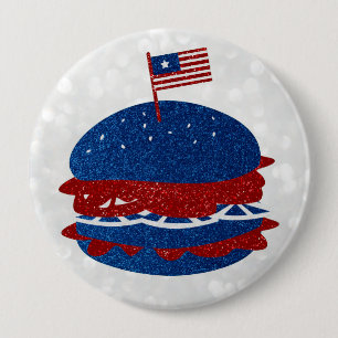 Hamburger July 4th Glitter 10 Cm Round Badge