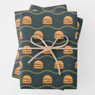 Hamburger Lover Cheeseburger Cute Tiled Pattern Wrapping Paper Sheet
