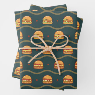 Hamburger Lover Cheeseburger Cute Tiled Pattern Wrapping Paper Sheet