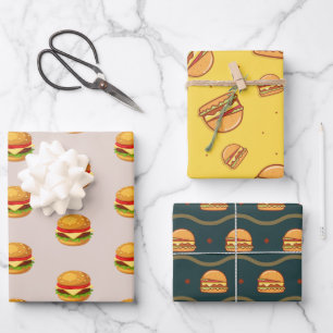 Hamburger Lover Cheeseburger Cute Tiled Pattern  Wrapping Paper Sheet