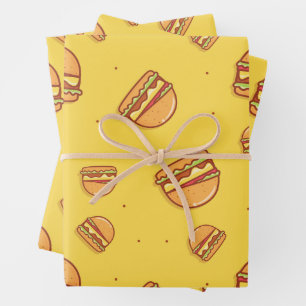Hamburger Lover Cute Tiled Pattern  Wrapping Paper Sheet