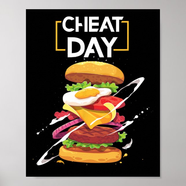 Hamburger Lover Gift Fast Food Gym Workout Cheat D Poster (Front)