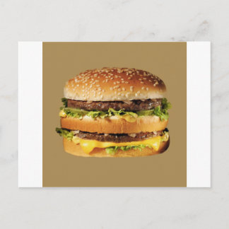 hamburger on tan postcard