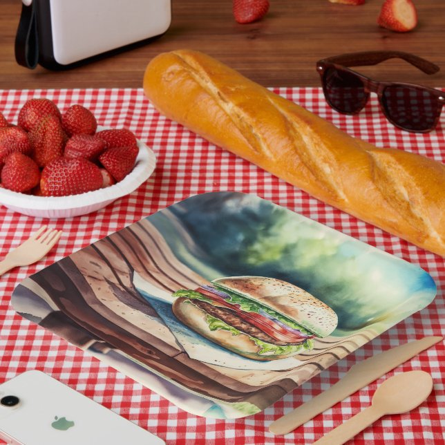 Hamburger Paper Plate (Picnic)