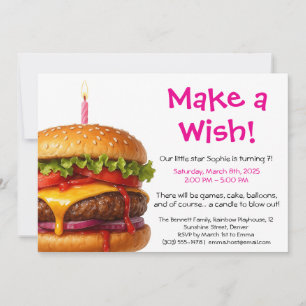 Hamburger Party Cookout Kids Birthday Invitation