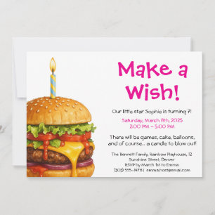 Hamburger Party Cookout   Kids Birthday Invitation