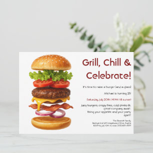 Hamburger Party Fun Burger Celebration Invitation