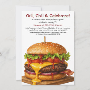 Hamburger Party Fun Burger Celebration Invitation