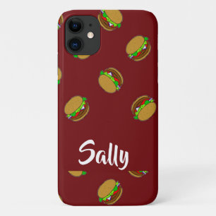 Hamburger pattern on maroon Case-Mate iPhone case