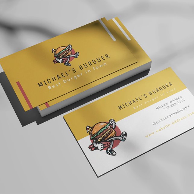 Hamburger restaurant food truck Mustard Yellow Business Card (Creator Uploaded)