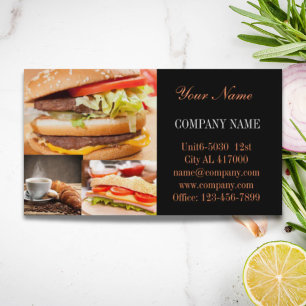 hamburger sandwich private chef catering business card