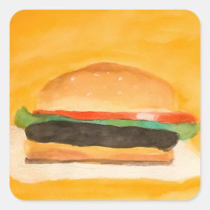 Hamburger Square Sticker