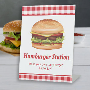 Hamburger Station Burger Bar Make Your Own Burger Pedestal Sign