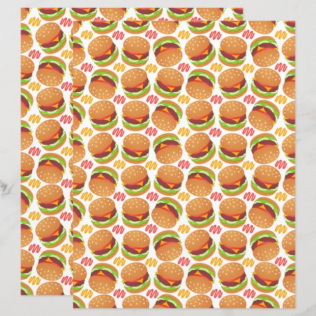 Hamburgers Scrapbook Paper (Front/Back)