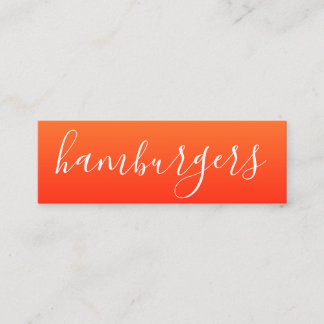 hamburgers script mini business card