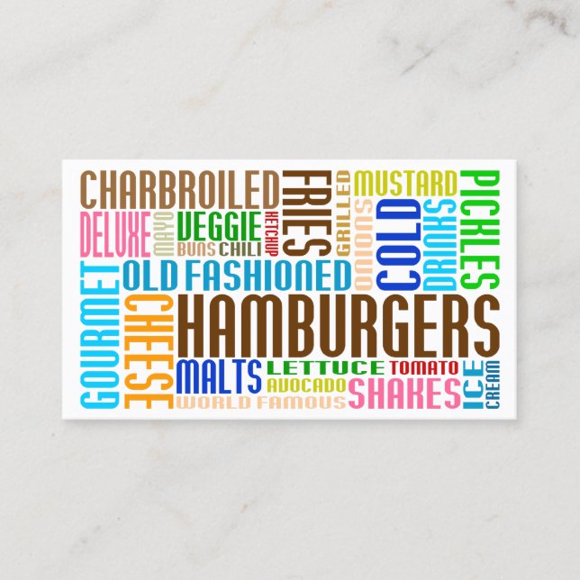 hamburgers word web loyalty card (Front)