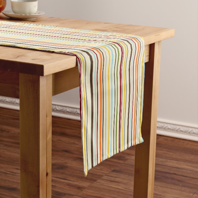 HAMbWG 14" X 72" Table Runner Multi -Colour Stripe (In Situ)