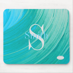 HAMbWG - Aqua Swirl Monogram Mouse Pad