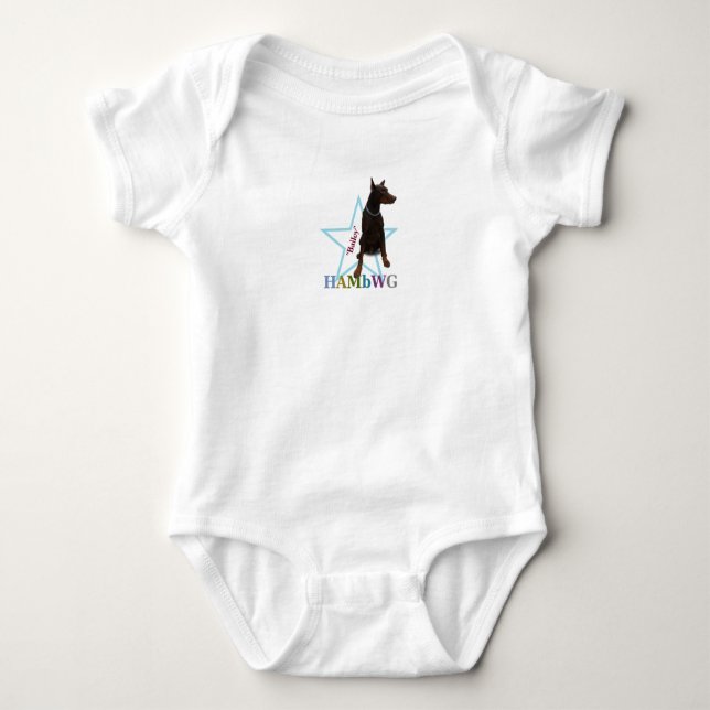HAMbWG Baby Boy T w Hambwg Pet Doberman "Bailey" Baby Bodysuit (Front)