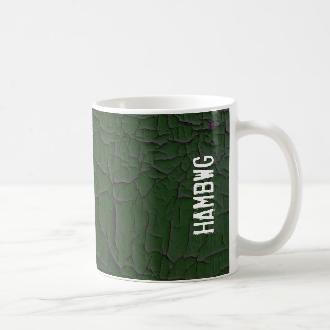 HAMbWG - Coffee Mug - Green Crackle Paint (Right)