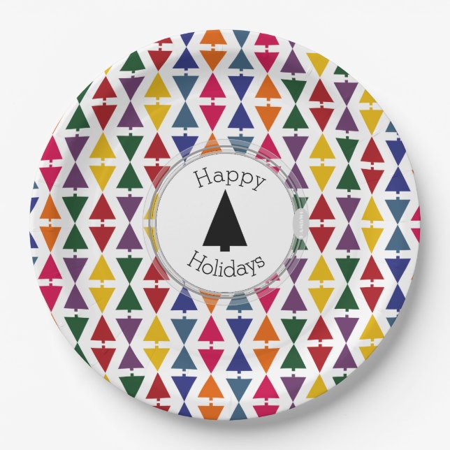 HAMbWG Colourful Christmas Trees Dinner Plate (Front)