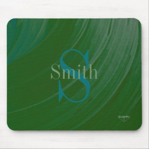 HAMbWG - Deep Green Swirl Monogram Mouse Pad