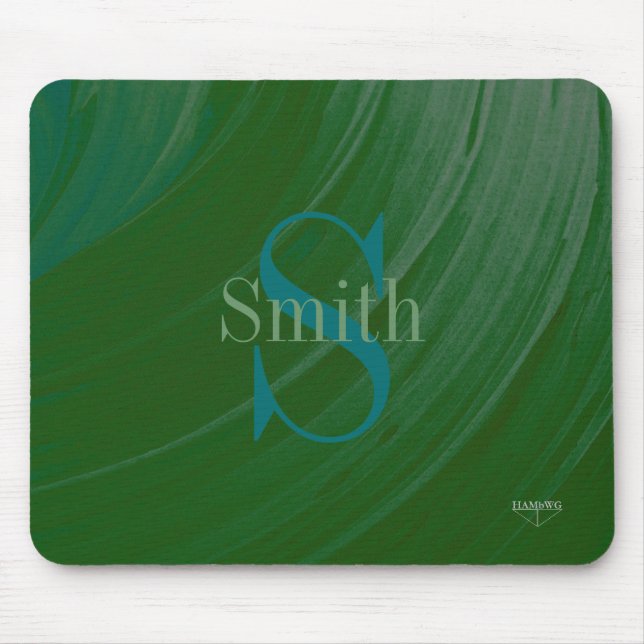 HAMbWG - Deep Green Swirl Monogram Mouse Pad (Front)