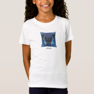 HAMbWG Girls Blue Butterfly Fitted Babydoll T T-Shirt