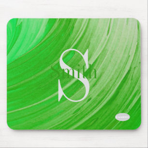 HAMbWG - Green Swirl Monogram Mouse Pad