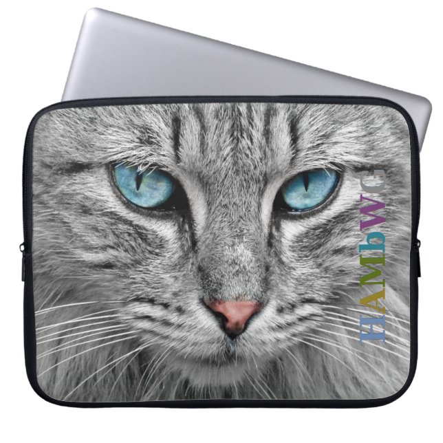 HAMbWG Grey Cat - Neoprene Laptop Sleeves (Front)