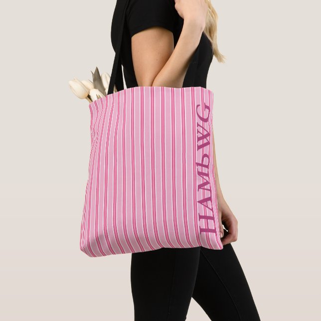 HAMbWG - Over the Shoulder Bag - Pink Stripes (Close Up)