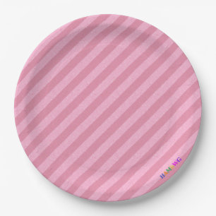 HAMbWG - Paper Goods - Light Pink Stripe w Logo Paper Plate