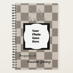 HAMbWG - Photo Daily Planner - Taupe Checkers