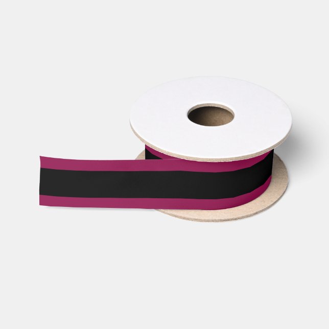 HAMbWG Raspberry and Black Satin Ribbon (Spool)