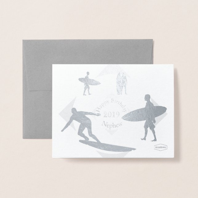 HAMbWG - Surfer Theme Foil Card (Front With Envelope)