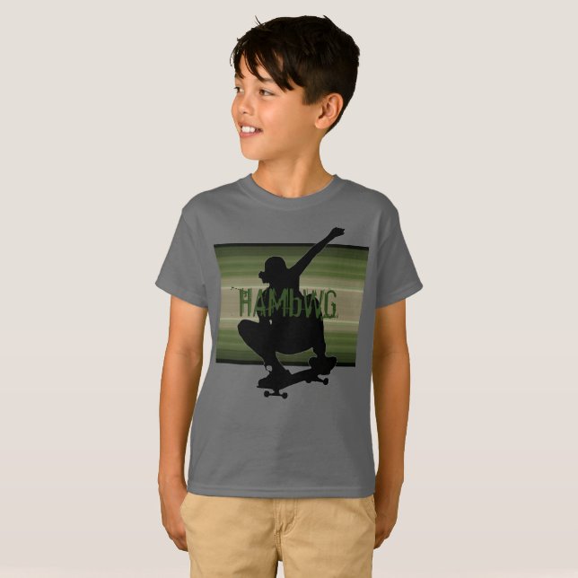 HAMbWG - T Shirt -  Olive SkateBoarder (Front Full)