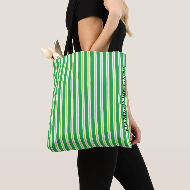 HAMbWG Tote Bag - Classic Lime Green Stripe (Close Up)